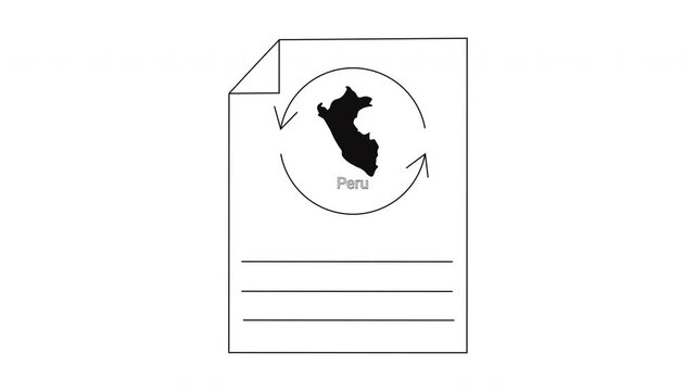 Peru Map Circular Arrows Document Icon Vector Illustration.
