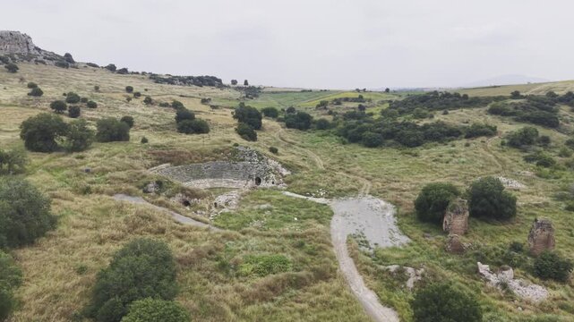 Kastabala Ancient City Aerial View of Archaeological Ruins and Historic Heritage Landmark in Osmaniye Turkey
