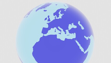 Naklejka premium Earth Globe 3D Render Showing Europe And Africa
