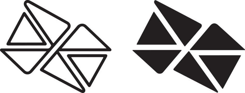Geometric shapes, abstract icons, black and white, vector graphics, modern design elements