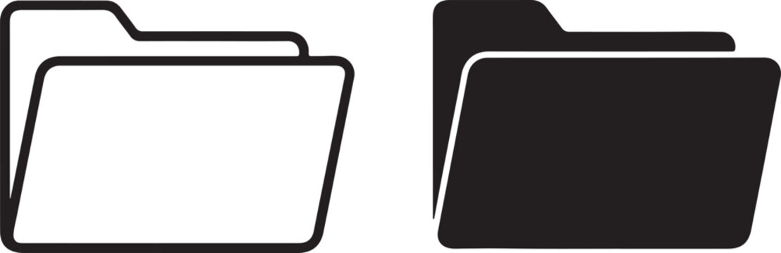 folder icons, file folders, document folders, black and white