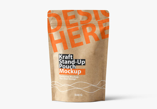 Kraft Stand up Pouch Mockup