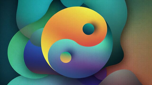 Abstract yin yang design with colorful gradient conveying balance and harmony