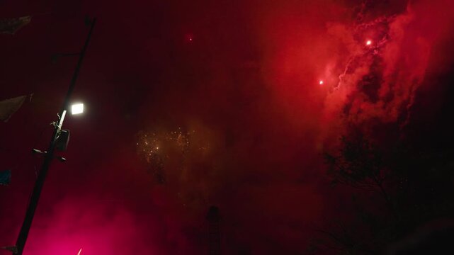 Queretaro Dark Festival Street With Firework Smoke 