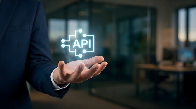API Integration Technology Interface, Application Programming Interface, Digital Software Connectivity, Enterprise System Integration Concept