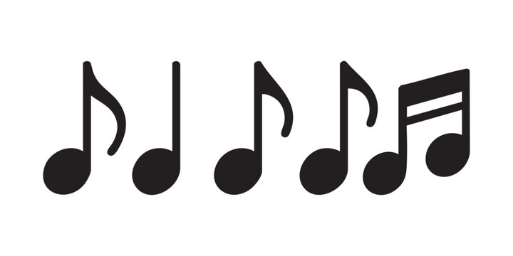 Five music notes including eighth sixteenth and quarter notes with treble clef.
