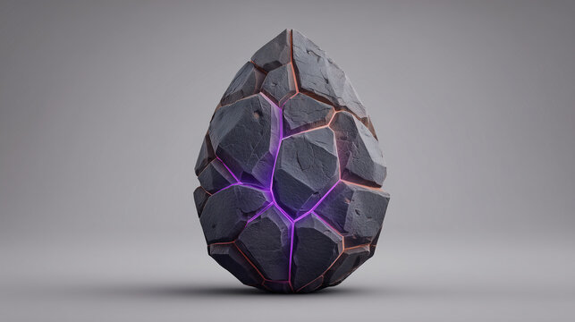 Cracked Stone Egg with Purple Glow