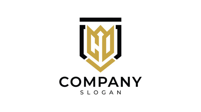Minimalist gold and black shield logo design featuring the stylized letters CD for business branding