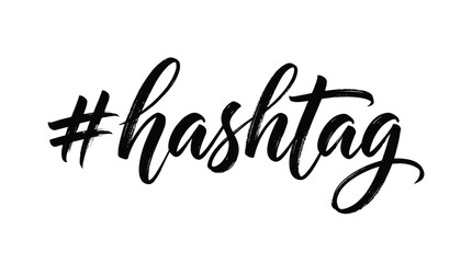 Fototapeta premium Elegant black handwritten hashtag vector illustration featuring artistic brush strokes on a clean white background design