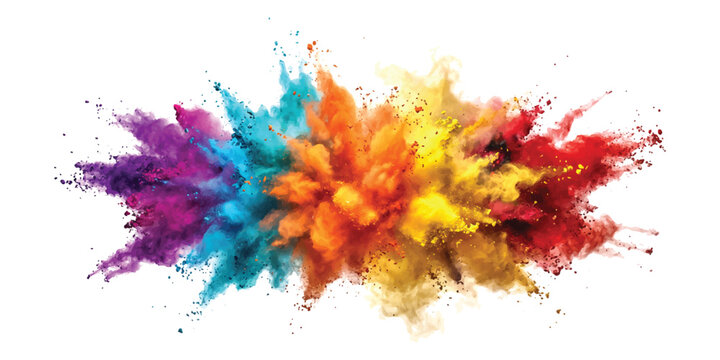 Colorful powder explosion with vibrant paint cloud burst