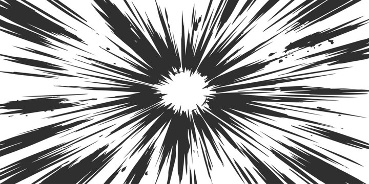 Black and white comic book style speed lines effect for action and motion background