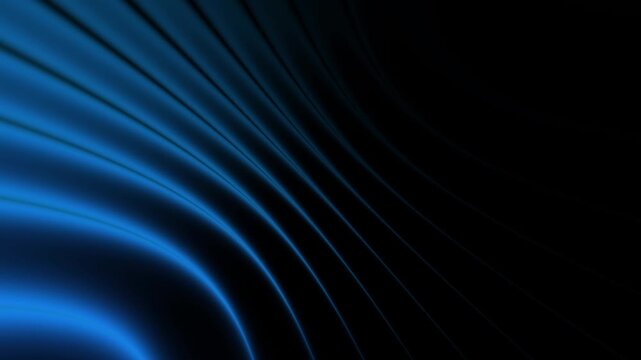Abstract blue wave ripple pattern on black background with glowing lines and curves