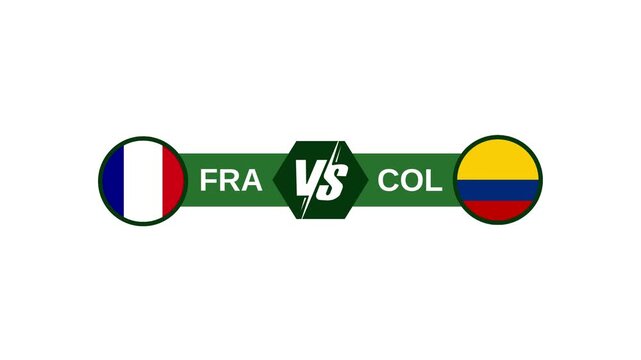 France vs Colombia Football Match Versus Scoreboard Broadcast Motion Graphic