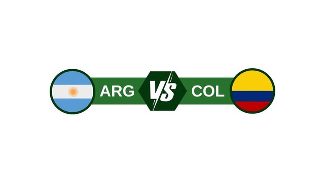Argentina vs Colombia Football Match Versus Screen Motion Graphic on White Background
