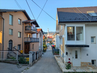 Fototapeta premium Residential houses street Sarajevo, Bosnia