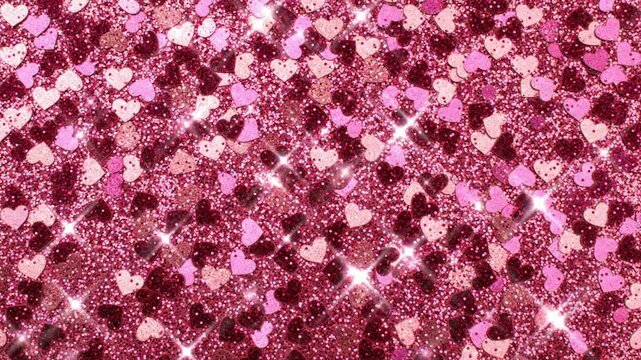 Pink glitter heart pattern background for seamless loop animation and graphic design projects