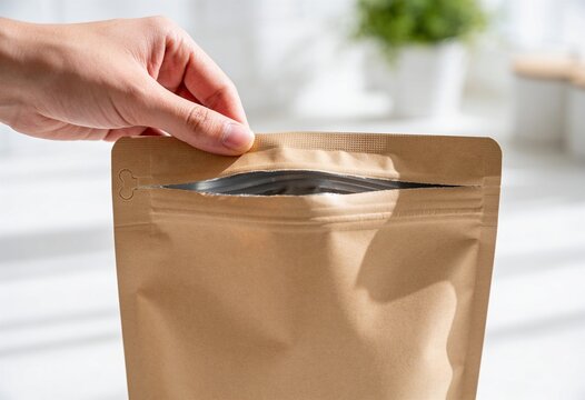 Hand sealing kraft zipper pouch with silver interior