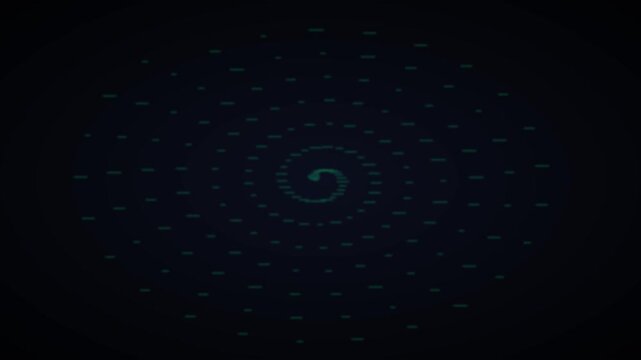 Digital green spiral motion animation 4k background, with glowing particles, and abstract data, flow