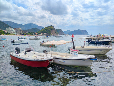 Sea beach boats Petrovac Montenegro