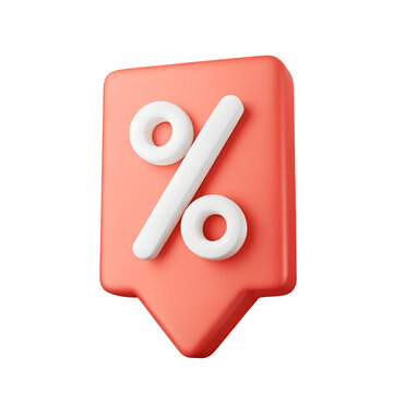 3d illustration of a coralcolored discount percentage symbol isolated on white background