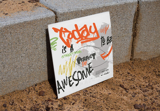 Vinyl Jacket Mockup on Sand