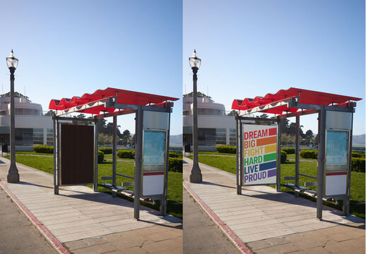 Mockup of Bus Shelter in San Francisco