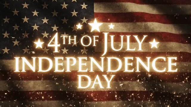 4th of july independence day celebration background with american flag and golden fireworks sparks