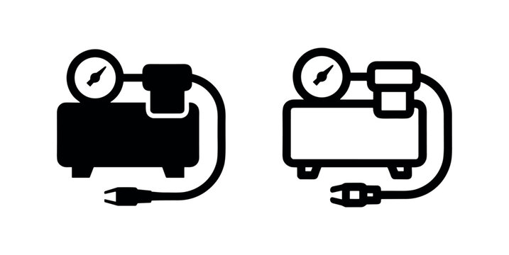 Air compressor icon in glyph and outline style for garage, industrial, and pneumatic tools.