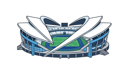 Modern Stadium with Soccer Field and Running Track, Outdoor Sports Arena © yati