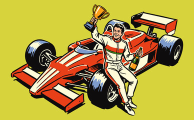 Naklejka premium Build for speed. Car print design for t shirt print, poster, sticker, background and other uses. Legend race. Road speed graphic print.