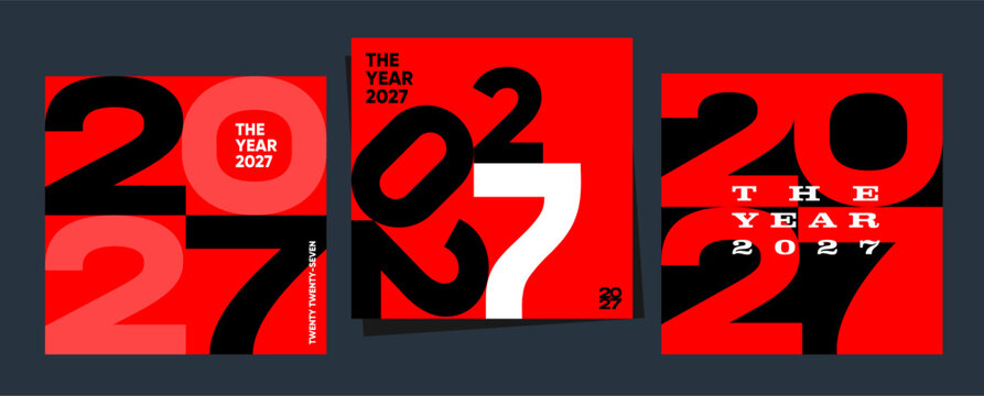 Bold and modern graphic design featuring the year 2027 in striking red and black colors. Perfect for New Year promotions, event posters, and futuristic themes.