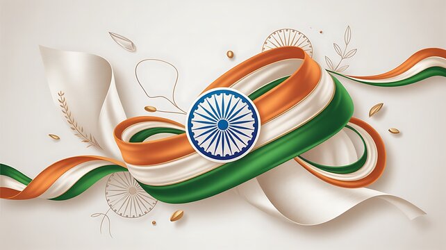Indian flag ribbon with ashoka chakra emblem