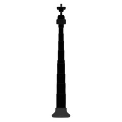 Fototapeta premium Black silhouette of a telescopic monopod, professional camera support equipment vector, photography stabilizer tool for travel and vlogging