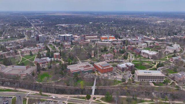 Michigan State University aerial view in East Lansing, Michigan MI, USA. 