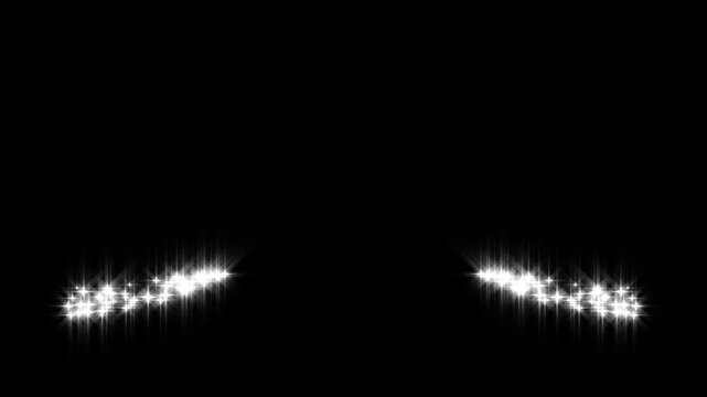 Curved star motion burst with glowing sparkle stars line animation, white twinkling particles shimmer, magic glitter dust trail, seamless shiny transition on black background 4k video