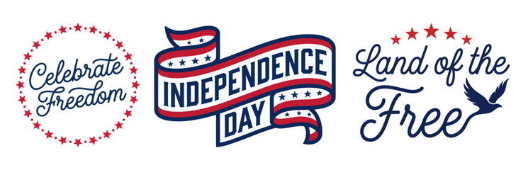 Historical American liberty anniversary campaign visual assets showcasing traditional greeting typography for community July 4th events © Muhammad Asad