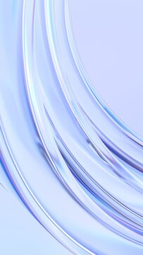 Abstract clean glass shape, vertical 3d render
