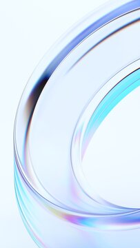 Abstract clean glass shape, vertical 3d render