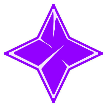 Matte Purple Four Pointed Star Sparkle Illustration with Highlights