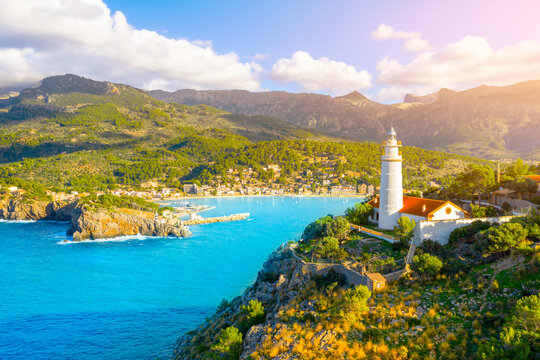 Beautiful harbour of Port de Soller, Majorca, Balearic Islands, Spain