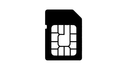Minimal black silhouette icon, simple flat vector, bold black shape, no gradients, no shading sim card icon, mobile communication technology symbol on a, flat icon style © khadim