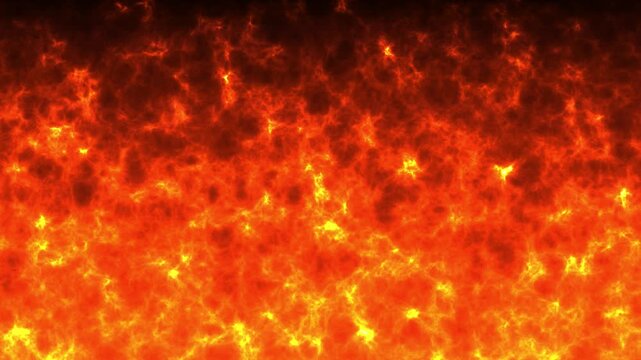 Stylized Flames of Halloween Hell 4K Loop features fractal abstract flames rising and churning with dark smoke at the top of the screen in a loop.