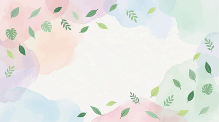 Fototapeta premium 2D Flat Vector Soft Watercolor Background with Falling Leaves and Pastel Colors
