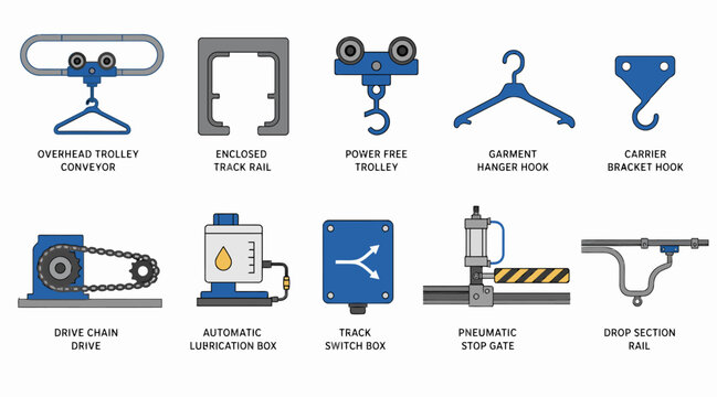 Collection of Industrial Lifting and Rigging Equipment Icons.
