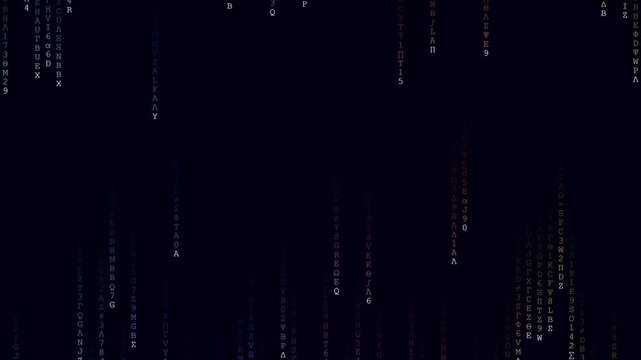 Digital Rain of Colorful Code Falling on Black Background