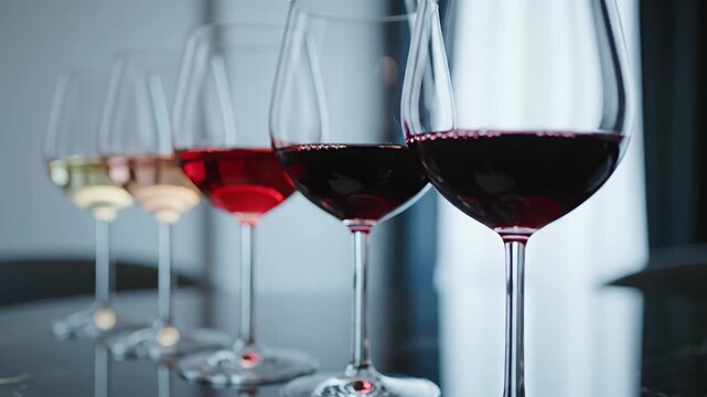 Selection of wine glasses for professional tasting event.