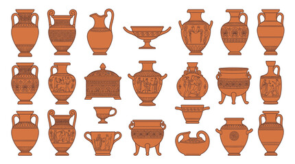 Ancient Greek Pottery Collection: Amphorae, Krater, Kylix, Hydria, Vessels © Tembok