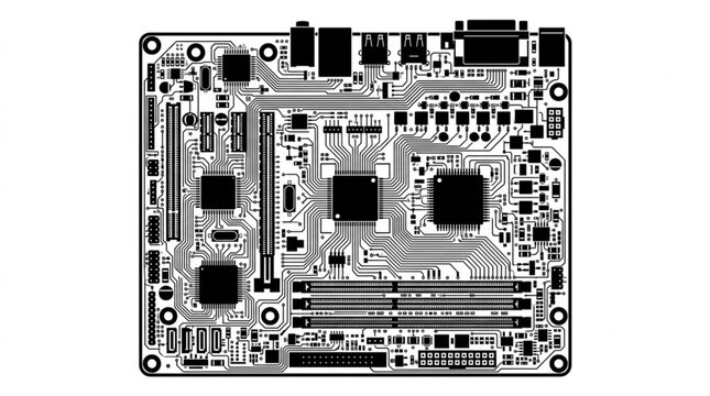 Computer motherboard circuit board illustration