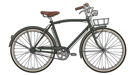 Fototapeta premium Vintage Bicycle with Basket and Bell - Classic Commuter Vehicle Illustration