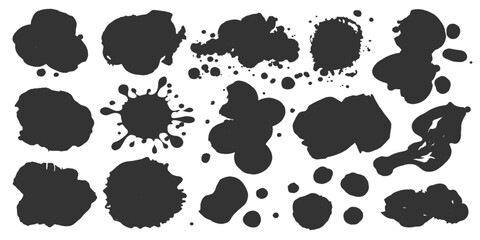Fototapeta premium Monochrome liquid splash stains and dirty drops set